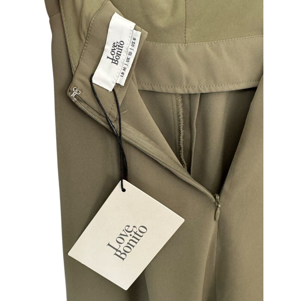 Love Bonito Wm 6 Padded Olive (079) Spagetti String Crop Wide Leg Jumpsuit NWT View 5
